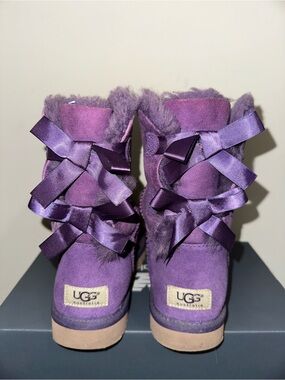 UGG Purple Suede Bow Back Sheepskin Boots
